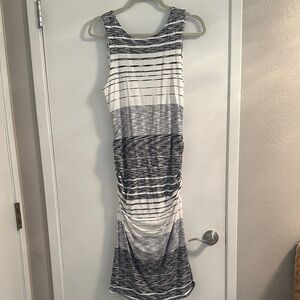 Athleta Black & White Striped Sleeveless Maxi Dress